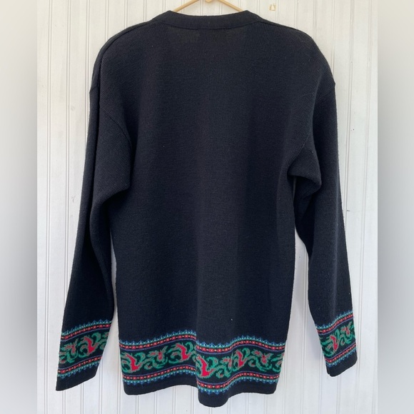 VINTAGE Pendleton 100% Virgin Wool Cardigan Sweater in Black Size Medium Tall - Picture 2 of 8